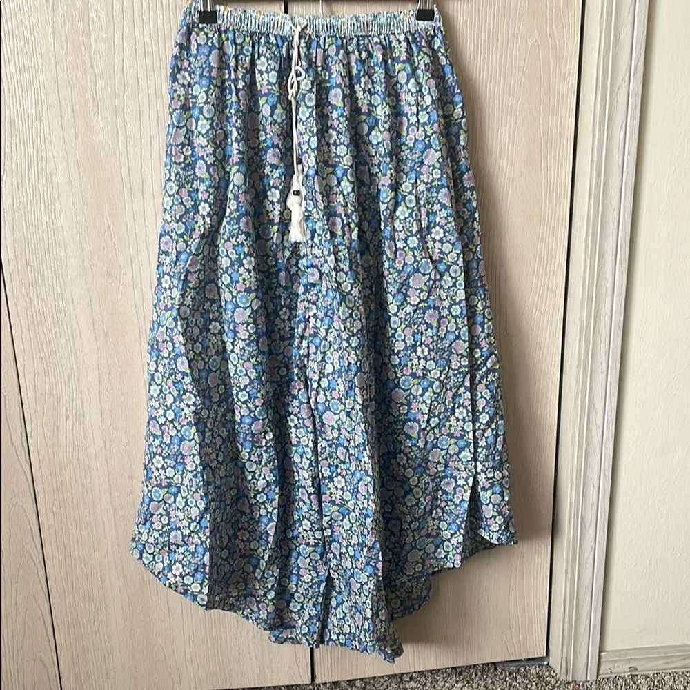 American Eagle Outfitters Blue and White Maxi A-Line Skirt